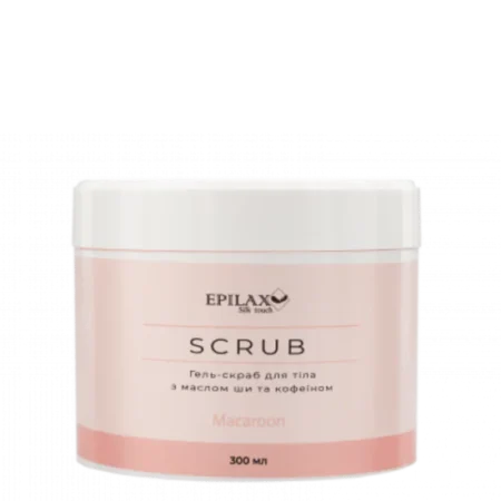 Scrub do ciała Macaroon 300 ml – profesjonalny wygładzający peeling z masłem shea i kofeiną