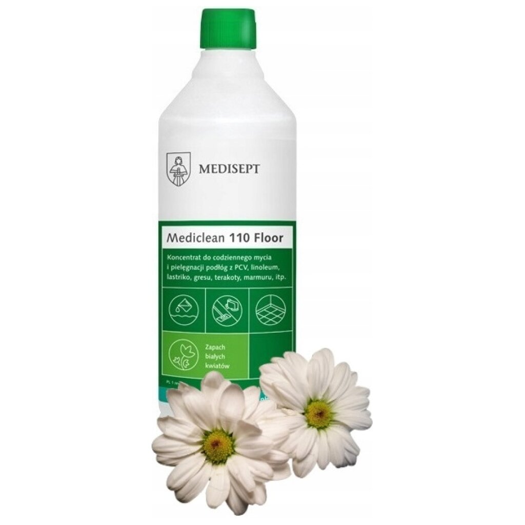 Mediclean Płyn do podłóg 110 FLOOR 1L Medisept Białe kwiaty
