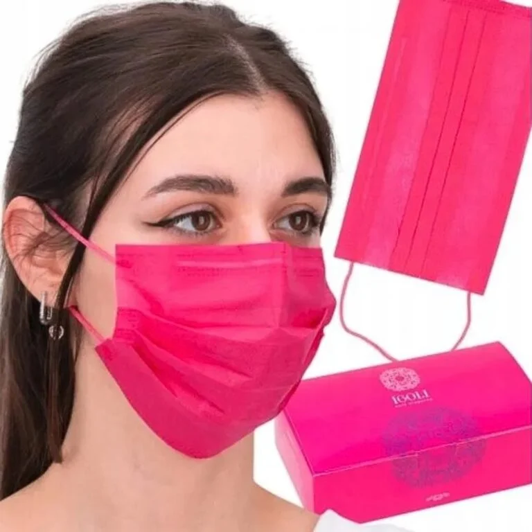 Maseczki ochronne jednorazowe dwuwarstwowe rózowe 50 szt - obrazek 2